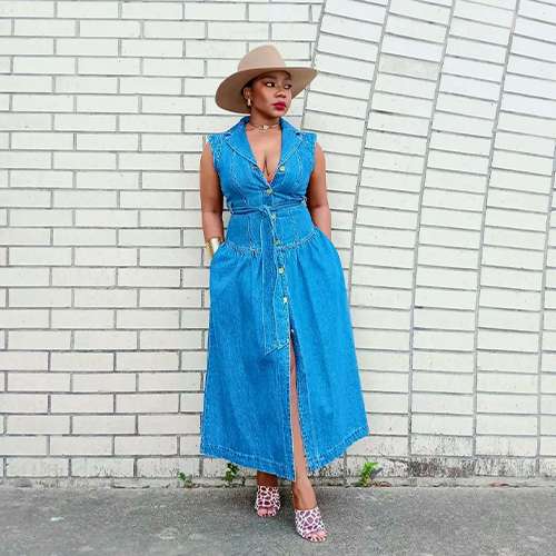 user image by @thebeat__narcoleptic, Women's Sleeveless Denim Button-Front Midi Dress - Future Collective™ with Jenee Naylor Medium Wash