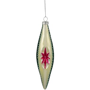 Northlight 6.75" Green and White Retro Reflector Finial Glass Christmas Ornament - 1 of 1
