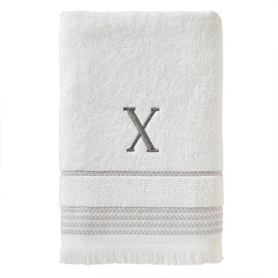 SKL Home By Saturday Knight Ltd Casual Monogram Bath Towel X - 28X54", White