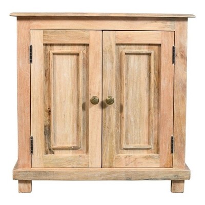 Moti Jenna Jenna 2-Door Solid Wood Nightstand in Natural Finish Natural