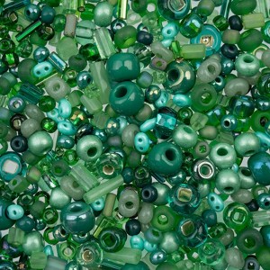 John Bead Czech Glass Seed Beads Bag Arts & Crafts Embellishments Green Assorted Mix 50 Grams - 1 of 4