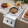 VEVOR Double Grilling Side Burners,2x15,000BTU Liquid Propane Side Burner,Convertible to Natural Gas,304 Stainless Steel Built-in Grill Burners,Silver - 2 of 4