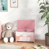 Qaba Toy Box with Lid, Toy Chest Storage Organizer for Bedroom with Safety Hinge, Cute Animal Design, Pink - 2 of 4
