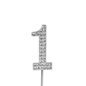 O'Creme Rhinestone Silver-Colored Number-1 Cake Topper 1-1/2 Inch - 1 of 2
