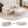 Circle Fleece Compression Mahjong Convertible L-Shaped Sectional Sofas with 1 Ottoman and No Assembly Required - 4 of 4