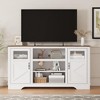 Homhougo 58'' Farmhouse TV Stand with LED Lights, Entertainment Center for TVs up to 70 Inch White - 2 of 4