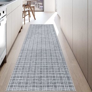 2x6 Super Soft Rug for Bedroom, Soft Shaggy Plush for Bedroom Dining Room, Classic Checkered Shaggy Non-Slip Stain Resistant Under Table Rug - 1 of 4