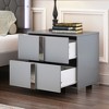 ORRD Elegant Mirrored Nightstand – 2-Drawer Grey - 2 of 4