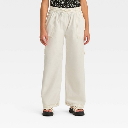 Girls' Cozy Flare Pants - Art Class™ Light Off-white Xs : Target
