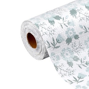 VEVOR Drawer and Shelf Liner for Kitchen Cabinet, Non-Adhesive Non-Slip Thick Refrigerator Liners, PVC Fridge Lining, Floral, 23 FT,Green & White - 1 of 4