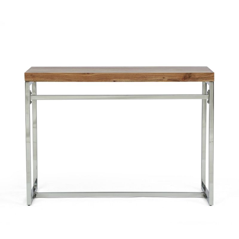 Berea Rustic Glam Handcrafted Acacia Wood Desk Natural/Silver - Christopher Knight Home, 5 of 10
