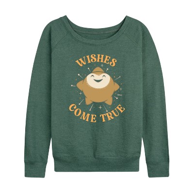 Women's - Disney - Wishes Come True Lightweight French Terry Wide Neck Long Sleeve Shirt