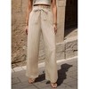 Coolmee Women Casual Wide Leg Pants High Waisted Elastic Tie Knot Stripe Boho Beach Trousers with Pockets - 2 of 4