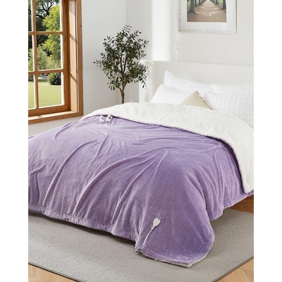 Heated Blanket King Size 90x100 Inch, Soft Flannel Electric Blankets w/ 4 Heating Levels & 10H Auto Shut Off, Washable for Bedroom Apartment, Violet