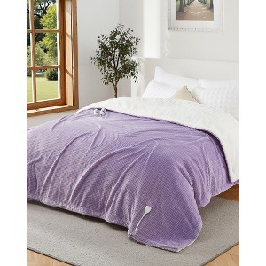 Heated Blanket King Size 90x100 Inch, Soft Flannel Electric Blankets w/ 4 Heating Levels & 10H Auto Shut Off, Washable for Bedroom Apartment, Violet - 1 of 4