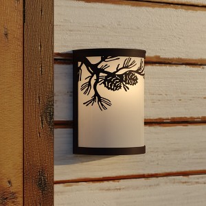 VAXCEL 1-Light 8 in. Wide Indoor-Outdoor Rustic Flush Mount Wall Sconce with Glass Shade - 1 of 4