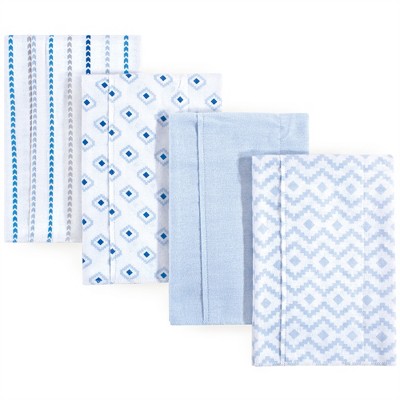  Hudson Baby Infant Boy Cotton Flannel Burp Cloths 4pk, Boy Modern, One Size 