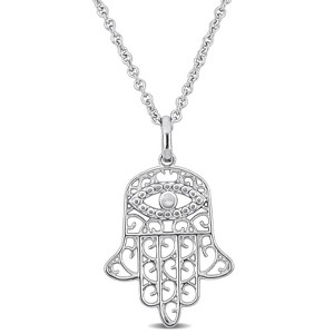EVERLY JEWELRY | Sterling Silver Hamsa Charm Pendant with Chain - 19 in - 1 of 4