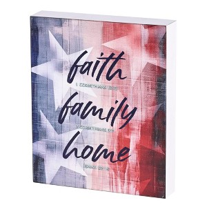 Dicksons American Flag, Faith Family Home, Multicolor 9.4 x 7.75 Inch MDF Wood Tabletop Wall Art Plaque - 1 of 3