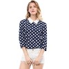 Allegra K Women's Polka Dots Contrast Peter Pan Collar 3/4 Sleeves Blouse - 2 of 4