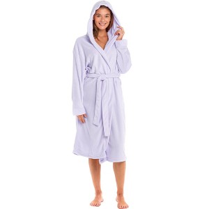ADR Soft Plush Fleece Women's Robe with Hood, Warm Lightweight Hooded Womens Bathrobe - 1 of 3
