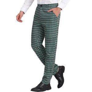Lars Amadeus Men's Plaid Regular Fit Formal Business Dress Pants - 1 of 4