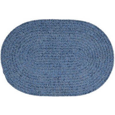 Colonial Mills Barefoot Chenille Bath Rug Braided Rug, Blue 1'5"x2'3", Oval Shape