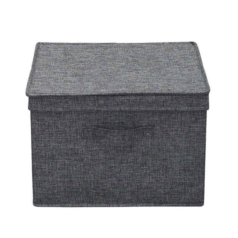 Household Essentials Set of 2 Square Storage Boxes with Lids Graphite Linen, 5 of 9