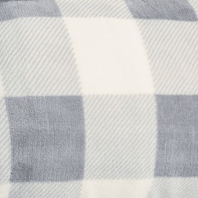 Full Reversible Sherpa Fleece Blanket in Gray Plaid