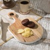 SEVOBAL Serving Platters Handmade Teak Wood Cheese and Bread Board with Asymmetrical Modern Design for Cakes, Appetizers, Beige, 15"*9"*0.75" - 2 of 4