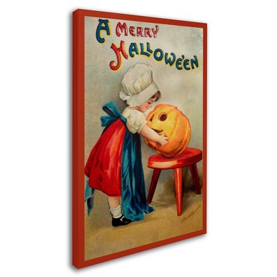 Trademark Fine Art -Vintage Apple Collection 'Halloween Stool Pumpkin' Canvas Art