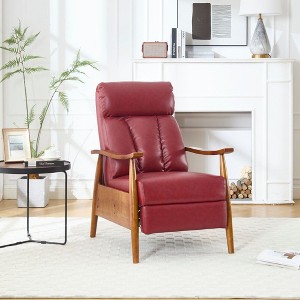 CAVINAS Upholstered Accent Chair with Wooden Frame,Modern Arm Chair,Adjustable Recliner Chair for Bedroom,Reading Room - 1 of 4