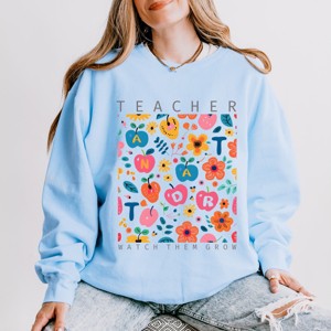 Simply Sage Market Teacher Watch Them Grow Lightweight Garment Dyed Sweatshirt - 1 of 4