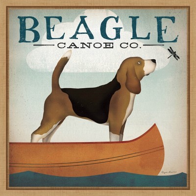 Beagle Canoe Co Vintage Style Canvas Print with Maple Frame