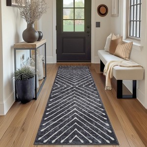 Washable Modern Stripe Area Rugs Contemporary Indoor Lightweight Low Pile Non Slip Carpet For Living Room Bedroom Soft Easy Care Floor Mat Home Decor - 1 of 4