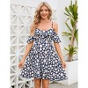 Maternity Nursing Dress Womens V-Neck Spaghetti Strap Ruffle Sleeve Daisy Printed Floral A-Line Tiered Flowy Swing Dress - 2 of 3