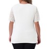 Women's Plus Size Summer V Neck Short Sleeve Elegant Lace Ribbed Knit Tunic Blouse - Agnes Orinda - 4 of 4
