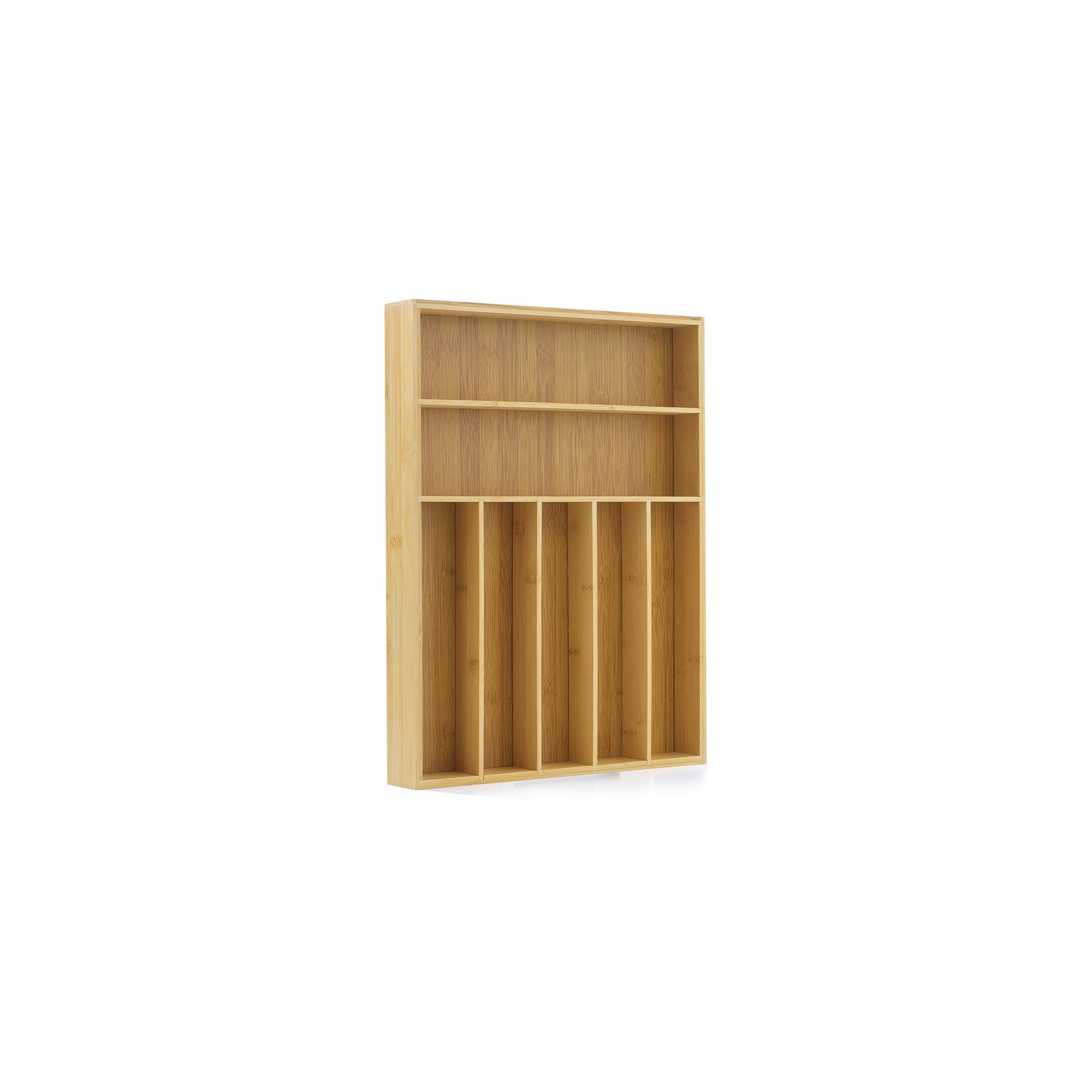JoyJolt 7 Compartment Bamboo Drawer Organizer - Natural Bamboo