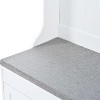 Acekool Hall Tree with Storage, Entryway Bench, Coat Rack, Shoe Cabinet & 4 Hooks, Cushioned Mudroom Organizer, 47.2"W White - 3 of 4