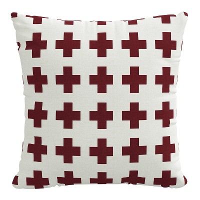 18"x18" Polyester Swiss Cross Square Throw Pillow Red - Skyline Furniture