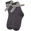 Memoi Women's Glitter Dream Bow Cotton Blend Anklet Sock Black 9-11 - 3 of 4