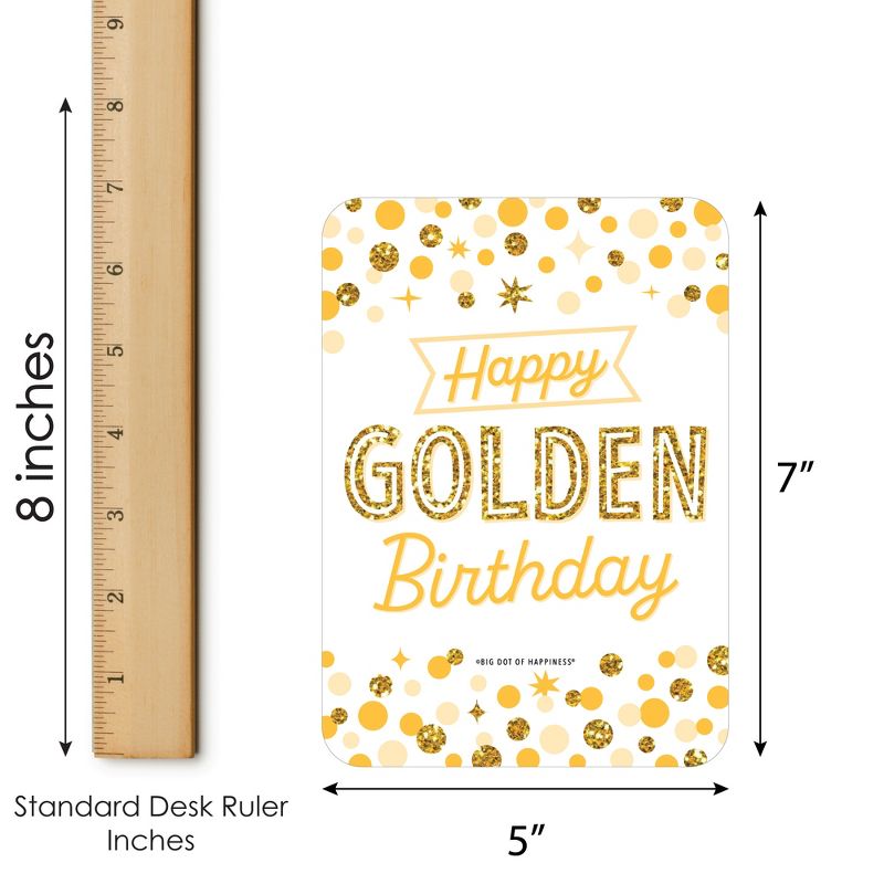 Big Dot of Happiness Golden Birthday - Picture Bingo Cards and Markers - Birthday Party Bingo Game - Set of 18, 5 of 6