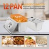 Winado 96 Qt. 1500W Electric Countertop Stainless Steel Buffet Server with 12-Pan - 4 of 4