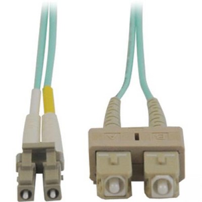 Tripp Lite 1M 10Gb Duplex Multimode 50/125 OM3 LSZH Fiber Optic Patch Cable LC/SC Aqua 3' 3ft 1 Meter - SC Male - LC Male - 3.28ft - Aqua Blue