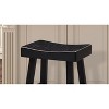 Traditional Solid Wooden Stool Set of 2pc, Contour Seat Black 24"H - 3 of 4