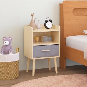 PAGED Wood Nightstand with Collapsible Fabric Drawer, 2-Tier Storage End Table with Storage Cabinet for Bedroom - 1 of 4