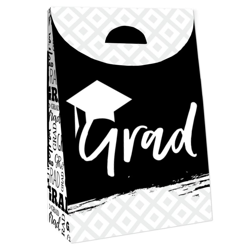 Big Dot of Happiness Black and White Grad Best is Yet to Come Graduation Gift Favor Bags Party Goodie Boxes Set of 12, 3 of 9