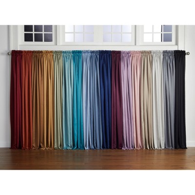 Pewter Room-Darkening Polyester Rod Pocket Curtain Panel