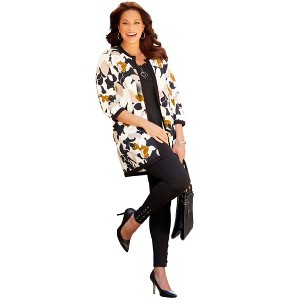 Catherines Women's Plus Size Ponte Print Jacket - 1 of 2