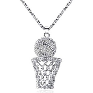 Ice City Men's Basketball Hoop Pendant Necklace, 24 Inch Chain - 1 of 4